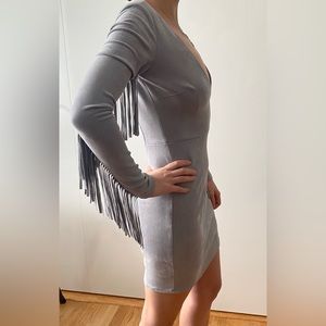 Lulu’s grey fringe long sleeve dress